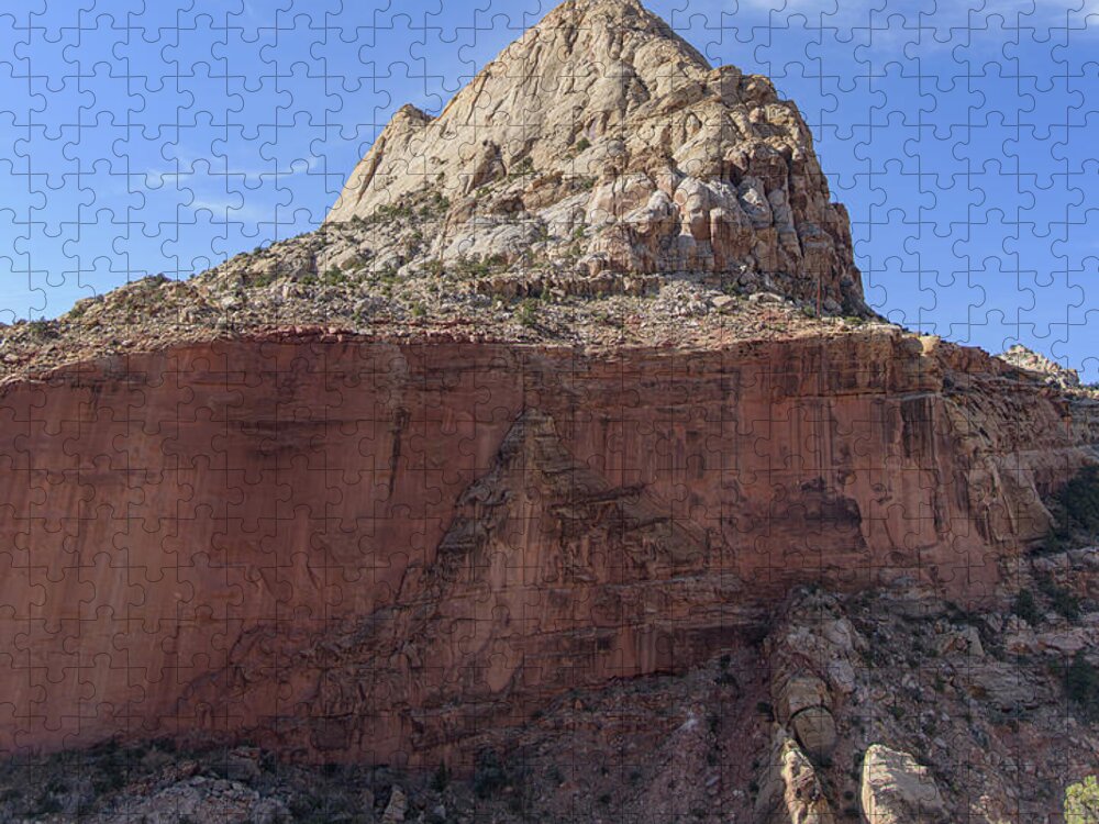 Majestic Mountain Peak Under Blue Sky Jigsaw Puzzle