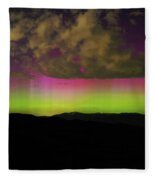 Vibrant Aurora Over Wasatch Mountain Range Fleece Blanket