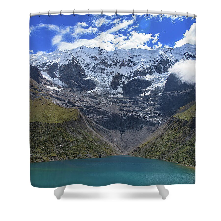 Majestic Mountain Overlooks Humantay Lake Shower Curtain