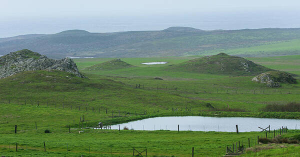 Tranquil Green Hills And Distant Sea Art Print