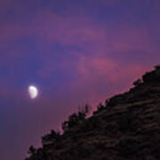 Moonlit Evening Over Silhouetted Hills Art Print