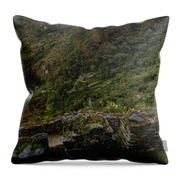 Misty Mountain Ruins Throw Pillow