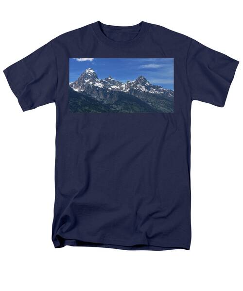 Snow-capped Teton Mountain Peaks Under Blue Sky Men's T-Shirt  (Regular Fit)