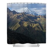 Majestic Andes Mountain Peaks Under Cloudy Sky Shower Curtain