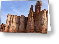 Majestic Rock Formations Under Blue Sky In Bryce Canyon National Park Greeting Card
