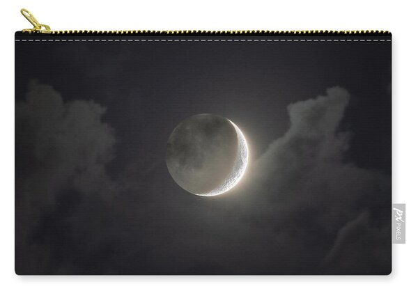 Shimmering Crescent Among Clouds Zip Pouch
