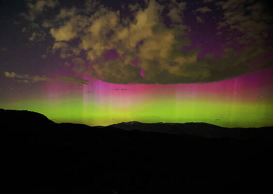 Wall Art featuring the photograph Vibrant Aurora Over Wasatch Mountain Range by Brandon Wichmann