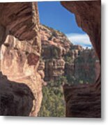 Canyon View Framed By Rocky Cliffs Metal Print