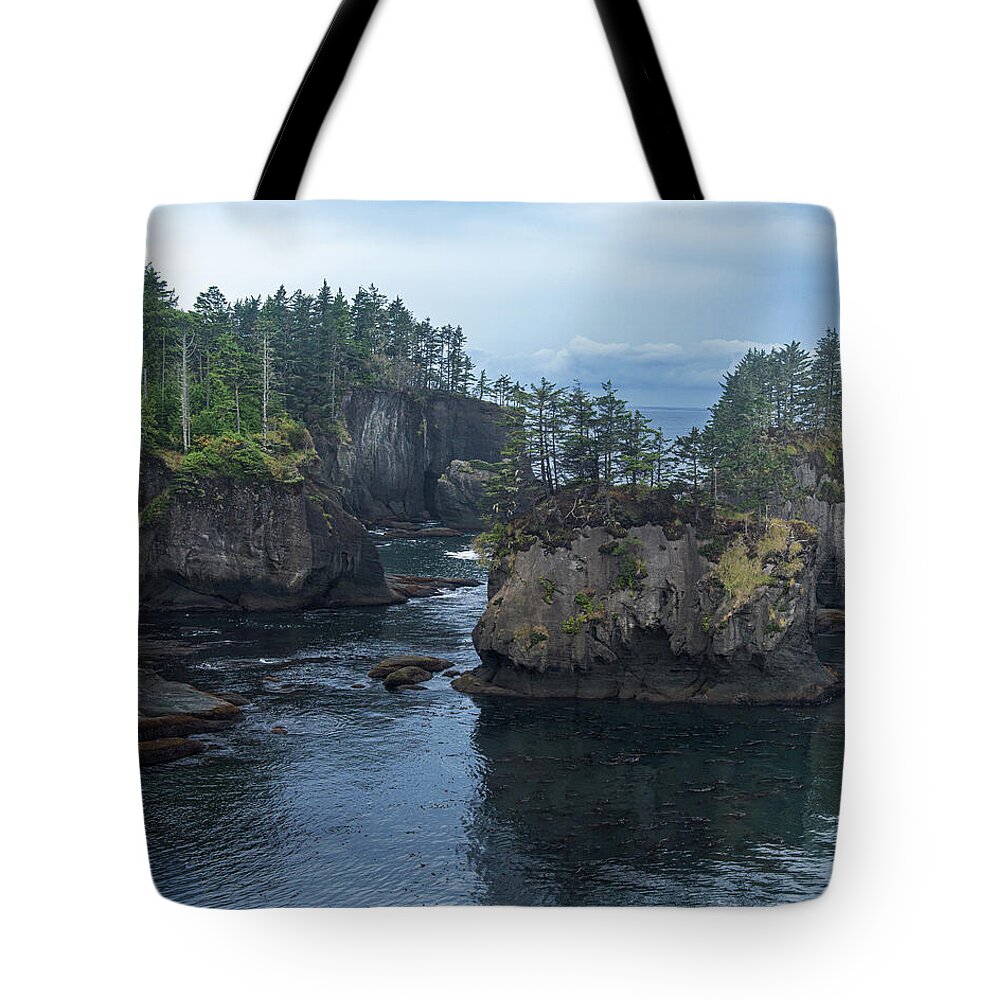 Serene Coastal Rocky Landscape Tote Bag