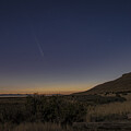 Twilight Comet Over Desert Landscape by Brandon Wichmann