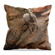 Big Horn Sheep Agile Descent In Zion National Park Throw Pillow
