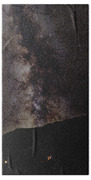 Starry Night Over Mountain Landscape Bath Towel
