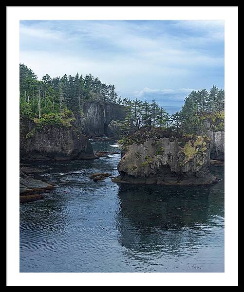 Serene Coastal Rocky Landscape Framed Print
