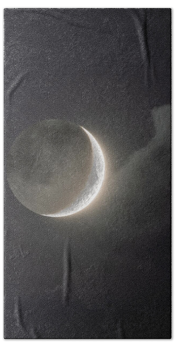 Shimmering Crescent Among Clouds Hand Towel