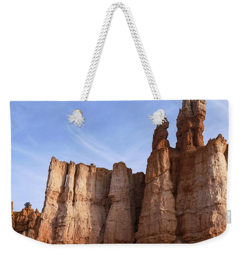 Majestic Rock Formations Under Blue Sky In Bryce Canyon National Park Weekender Tote Bag