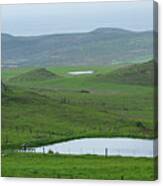 Tranquil Green Hills And Distant Sea Canvas Print