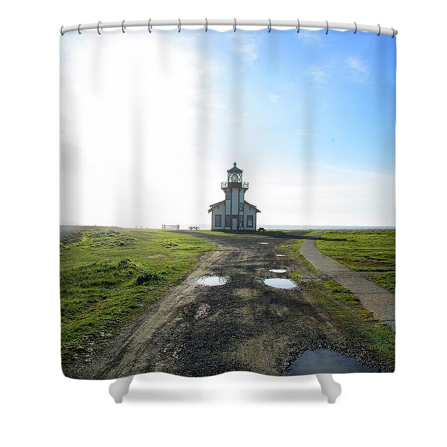 Lighthouse Under A Bright Sky Shower Curtain