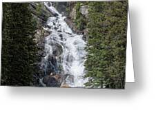 Waterfall Amidst Forest Landscape Greeting Card