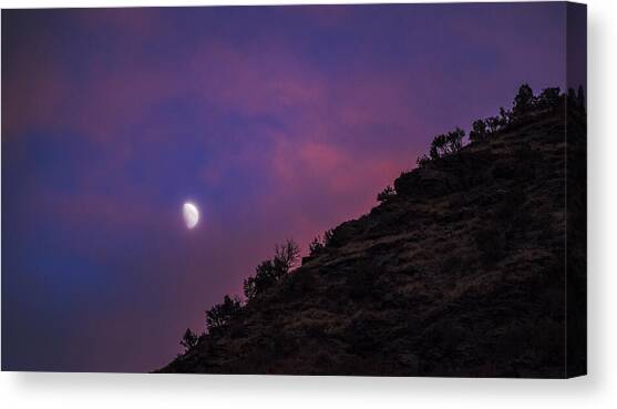 Moonlit Evening Over Silhouetted Hills Canvas Art Print by Brandon Wichmann