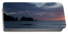 Serene Coastal Sunset with Cliffs Portable Battery Charger