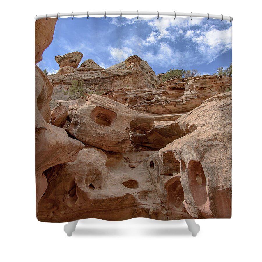 Majestic Rock Formations In Capitol Reef National Park Shower Curtain