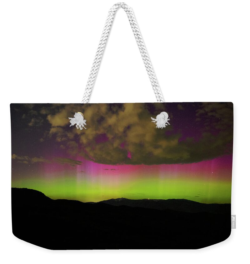 Vibrant Aurora Over Wasatch Mountain Range Weekender Tote Bag