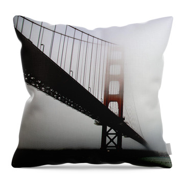 Golden Gate Bridge Disappears Into Misty Fog Throw Pillow