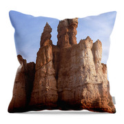 Majestic Rock Formations Under Blue Sky In Bryce Canyon National Park Throw Pillow