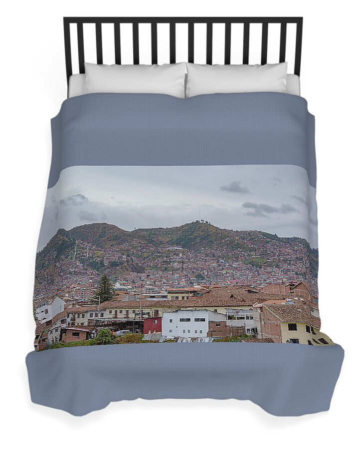 Rooftops and Hills of Cusco Duvet Cover