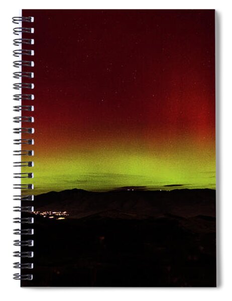 Northern Lights Over Wasatch Mountain Range Spiral Notebook by Brandon Wichmann