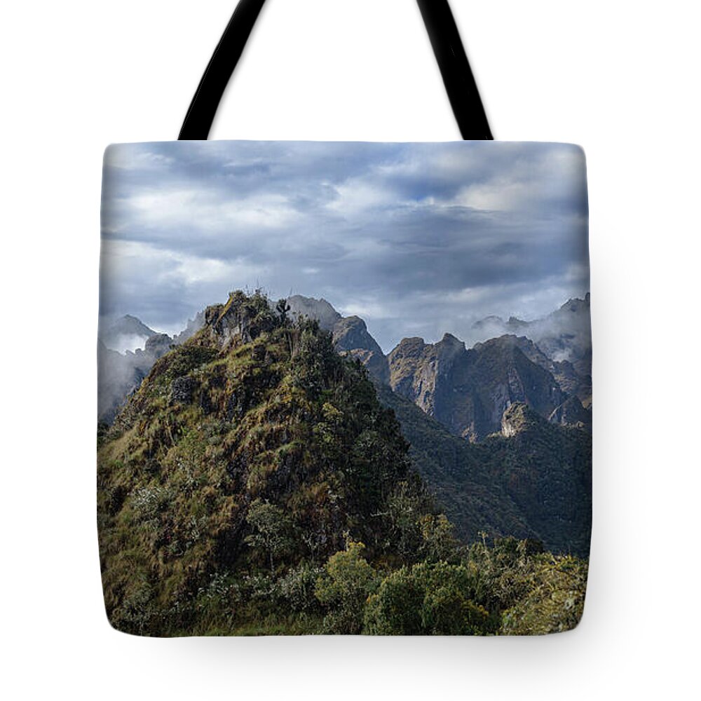 Misty Andes Mountain Range Landscape Tote Bag