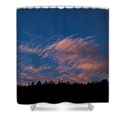 Twilight Over Forested Horizon Shower Curtain