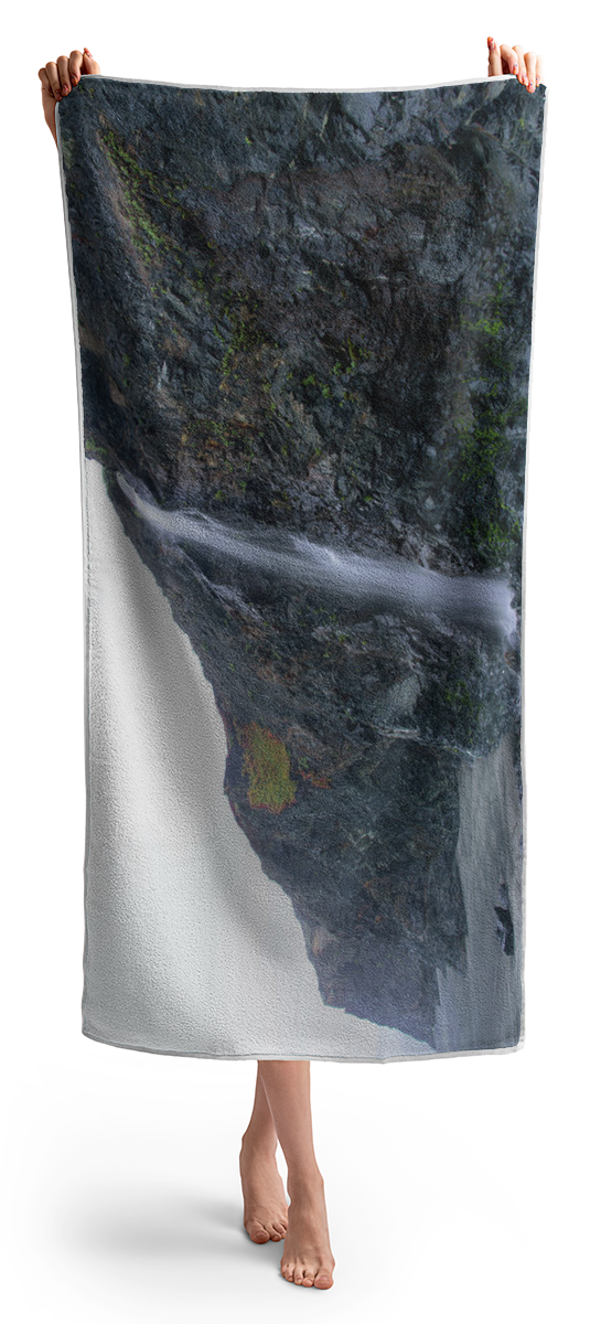 Secluded Coastal Waterfall Cascade Beach Towel