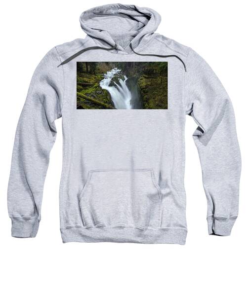 Serene Flow Through Mossy Forest Sweatshirt