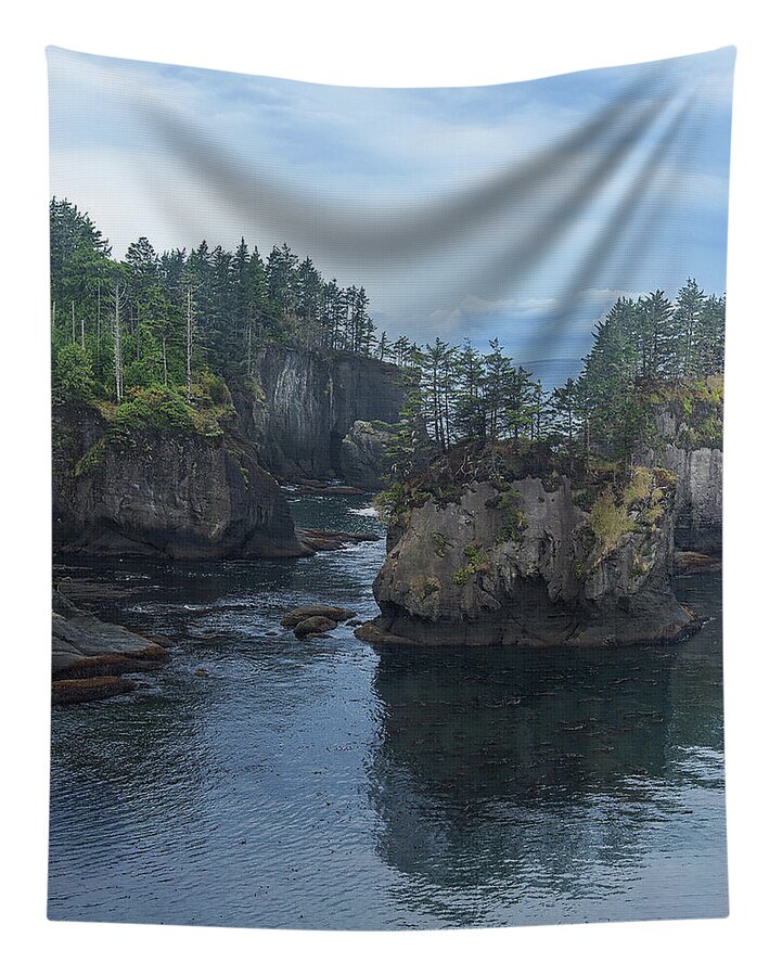 Serene Coastal Rocky Landscape Tapestry