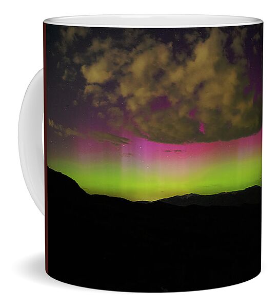 Vibrant Aurora Over Wasatch Mountain Range Coffee Mug