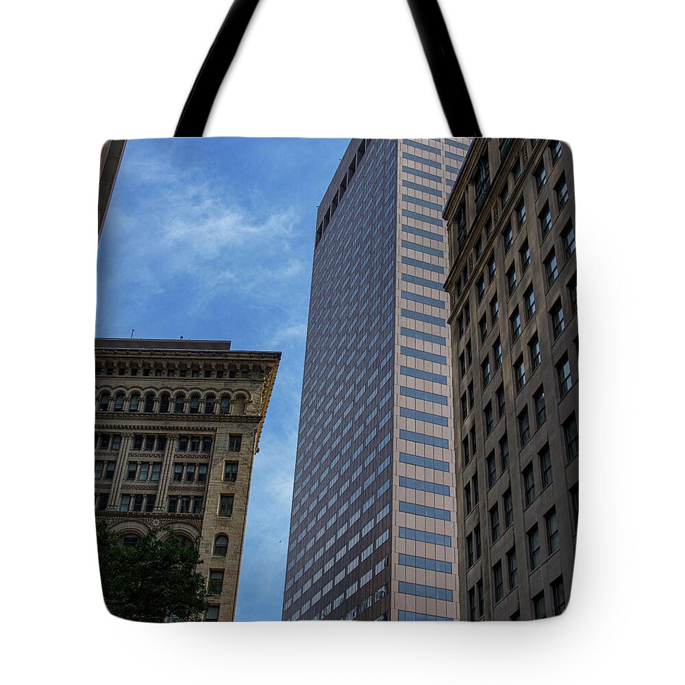 Skyscrapers Against Blue Sky Tote Bag