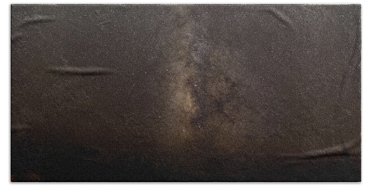 Milky Way Over Tranquil Shoreline Bath Towel