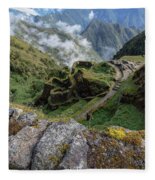 Misty Mountain Pathway Of The Inca Trail Fleece Blanket