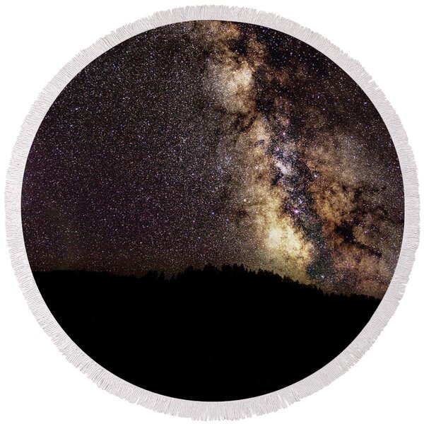 Night Sky Brimming With Stars Round Beach Towel