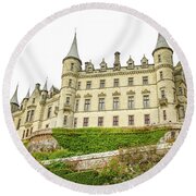 Majestic Castle On Hill Round Beach Towel