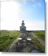 Lighthouse Under A Bright Sky Metal Print