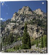 Majestic Mountain Peaks Under Blue Sky In Cascade Canyon Acrylic Print