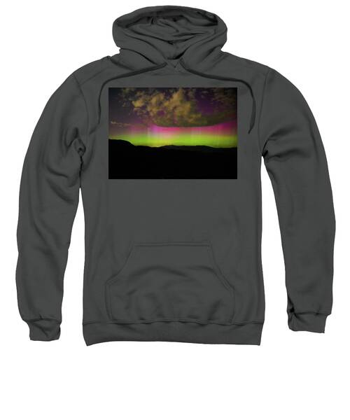 Vibrant Aurora Over Wasatch Mountain Range Sweatshirt