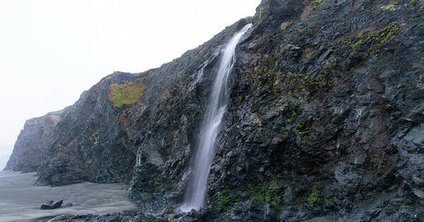 Secluded Coastal Waterfall Cascade Poster