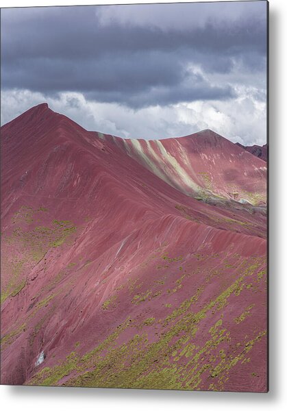 Vibrant Red Mountain Landscape Metal Print