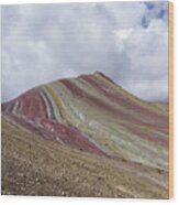 Colorful Mountain Range Under Cloudy Sky Wood Print