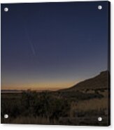 Twilight Comet Over Desert Landscape Acrylic Print