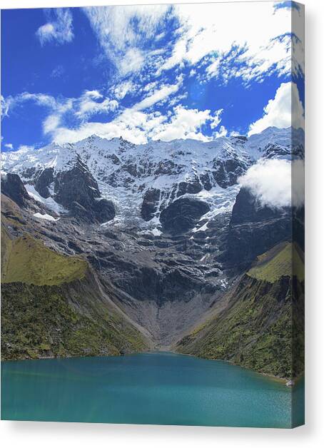 Majestic Mountain Overlooks Humantay Lake Canvas Art Print by Brandon Wichmann