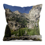 Majestic Mountain Peaks Under Blue Sky In Cascade Canyon Throw Pillow